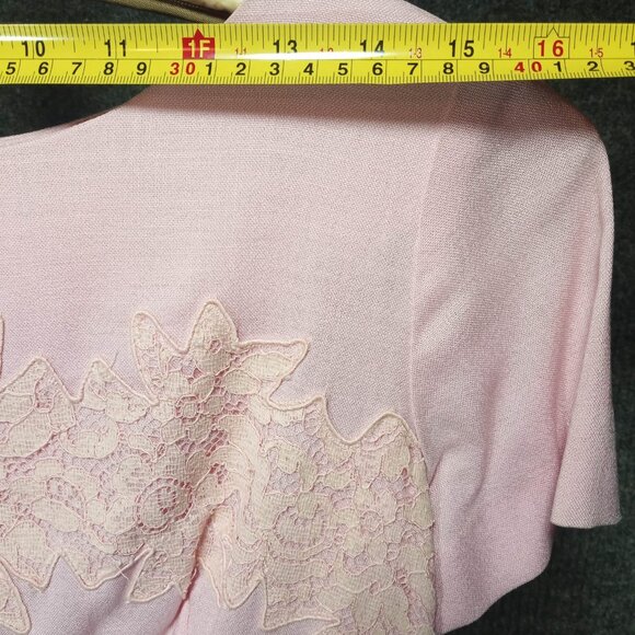 1960's Pink Linen & Cotton Lace Tiered Shift by Cover Girl - Picture 8 of 10